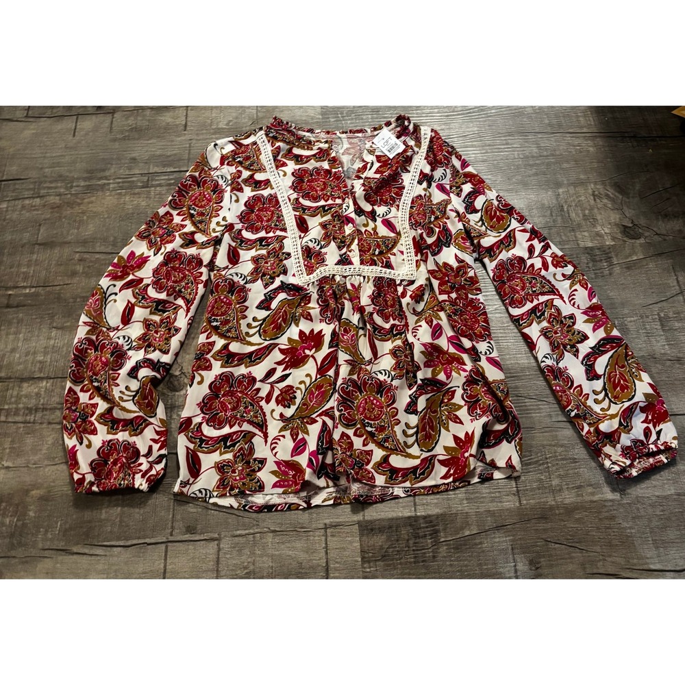 NWT LOFT Outlet Womens‎ Size S Floral Print Long Sleeve Blouse Top